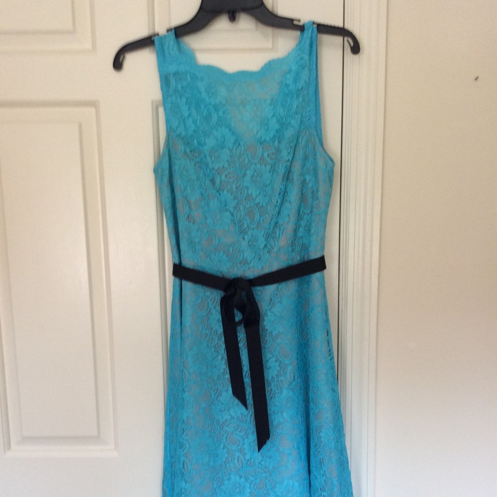 Calvin Klein Turquoise Lace Overlay Dress